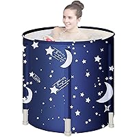 DAILYLIFE Portable Bathtub Adults, Ice Bath Tub Japanese Soaking Bath Tub, Foldable Bathtub with Thermal Foam, Freestanding, Folding & Soaking Spa Bath Tub with Pillow for Small Space (Night)