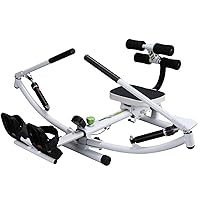 Rowing Machine Dual Hydraulic Sculling Rowing Machine with 12 Resistance Levels 3 Grades Slope for Home Cardio Workout
