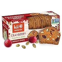 Kii Naturals Artisan Crisps, Healthy Snack Crackers for Cheese, Meats, Spreads, Charcuterie Board - Non-GMO, Kosher, No Preservatives, Hand-Crafted - Cranberry Pumpkin Seed, 5.3 Ounce (Pack of 1)