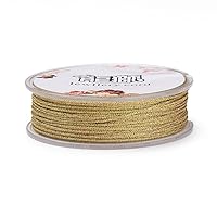 32.8 Yards 1mm Polyester Braided Cord with Metallic Cord Beading String Cord for Jewelry Making, Ornament Hanging, Present Wrapping and Macrame Supplies, Goldenrod