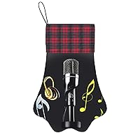 Festive Dog Christmas Stocking - Hanging Design, Cute Paw Shape, Perfect for Gifts and Party Decorations Microphone with Music Notes