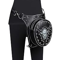 Gothic Steampunk Skull Bag New Women Messenger Bag Leather Rivet Waist Leg Bags Fashion Retro Rock Motorcycle Leg Bag for Men/Woman