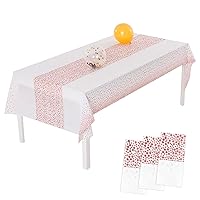 Reusable Tablecloth 54x108 Inch Table Cover Waterproof Rectangular Party Table Cloth for Christmas Birthday Decorations 4pcs Pink