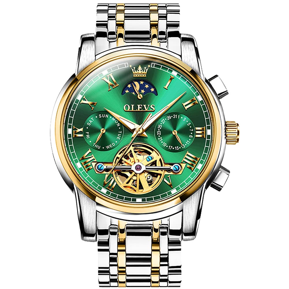 OLEVS Herrenuhren Goldene Luxus Diamant Uhr Männer mit Wochentag Datum Wasserdicht Leuchtende Klassische Armbanduhr Geschenk