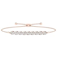 10k Gold 1/2ct TDW Diamond Bolo Bracelet Love Gift for Women (I-J, I2)
