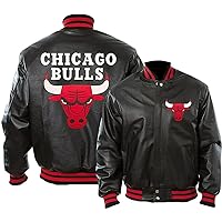 Men's Chicago Baseball Bomber Leather Jacket - Ultra Game Letterman Baseball Varsity Black Leather Bull Jacket