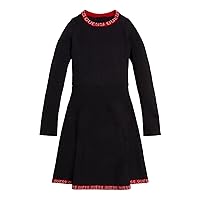 GUESS Girls' Stretch Long Sleeve Sweater Dress, Jet Black
