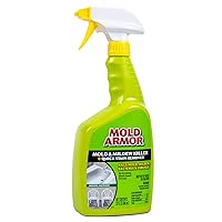 Mold Armor Mold and Mildew Killer + Quick Stain Remover, 32 oz., Trigger Spray Bottle, Eliminates 99.9% of Household Bacteria and Viruses, Ideal Bathroom Mold and Mildew Remover