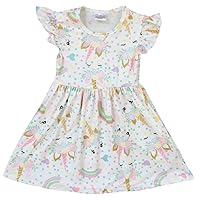 Little Girl Dress Kids Unicorn Rainbow Easter Summer Flower Girl Dress 2T-8