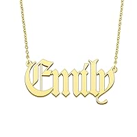 Personalized Custom Old English Name Necklace Stainless Steel Jewelry Gold Silver Color Womens Mens 18
