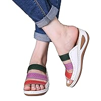 Closed Toe Sandals for Women Wedge Sandals for Women Dressy Summer Women's Summer Sandals Casual Bohemia Gladiator Wedge Shoes Comfortable Ankle Strap Outdoor Platform Sandals Womens Shoes