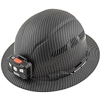 60347 Hard Hat, Vented Full Brim, Class C, Premium KARBN Pattern, Rechargeable Lamp, Padded Sweat-Wicking Sweatband, Top Pad