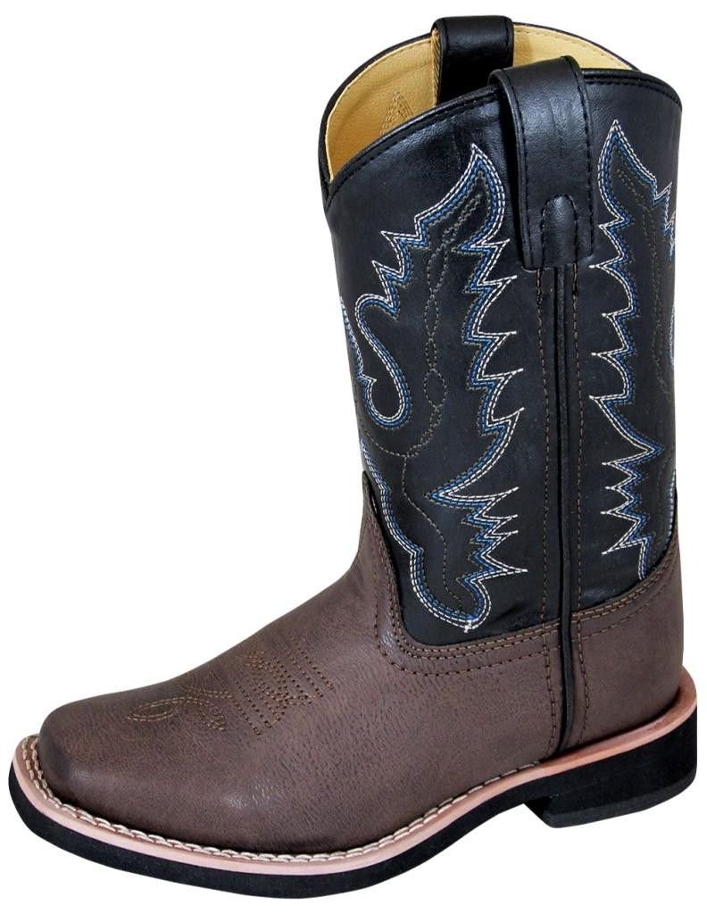 Smoky Mountain Boots Tyler Kids Square Toe Leather Western Boots with Crepe Sole and Walking Heel