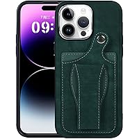 Wallet Case for iPhone 14/14 Plus/14 Pro/14 Pro Max for Women Men, Premium Leather Slim Back Stand Case with Card Holder Magnetic Clasp Shockproof Cover (Color : Green, Size : 14Plus)