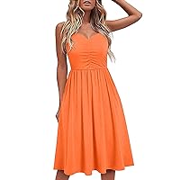 Spring Dresses for Women 2024 Maxi with Pockets, 2023 Spring Summer Women's Dress Solid Color Slim Slim Sexy L