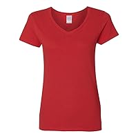 Womens Heavy Cotton 5.3 oz. V-Neck T-Shirt G500VL -RED 2XL