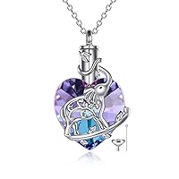 Elephant Heart Crystal Urn Necklace for Ashes Cremation Jewelry Sterling Silver with Crystal Jewelry Gifts for Women Girls
