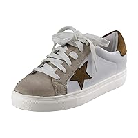 Women's Fashion Star Sneaker Lace Up Low Top Round Toe Star Casual Walking Flat Shoes