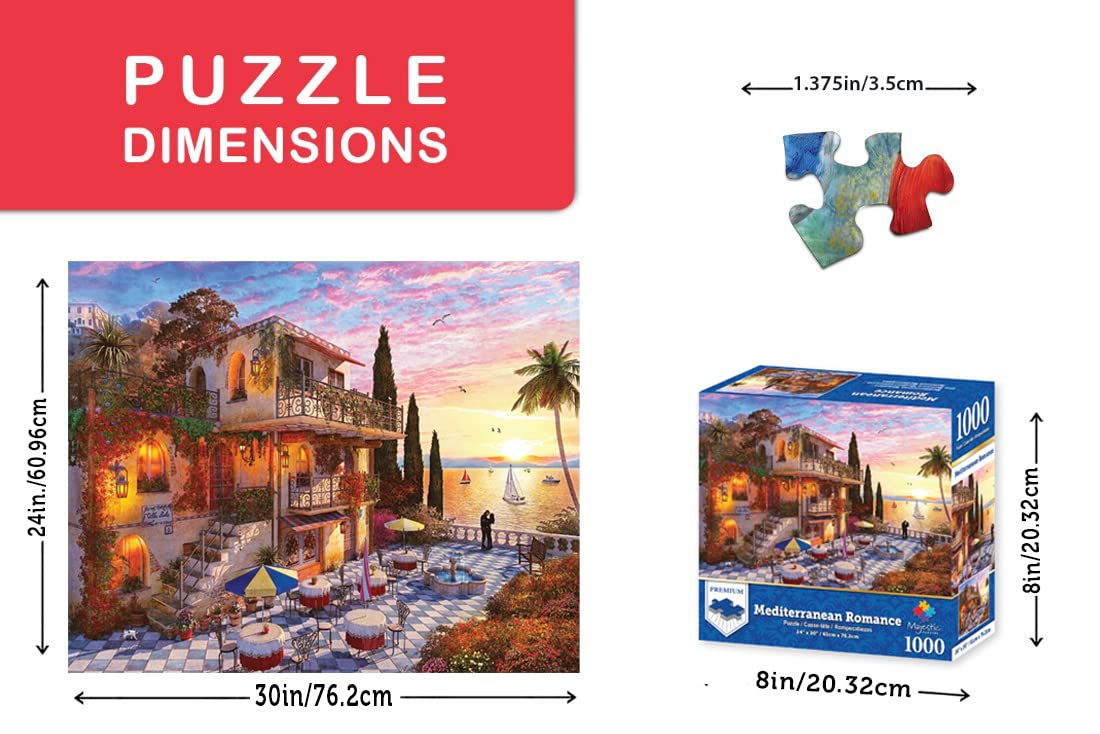 Majestic by Springbok - Mediterranean Romance 1000 Piece Jigsaw Puzzle for Adults - Escape in a Romantic Scene of a Warm Sunset on The Mediterranean Coast
