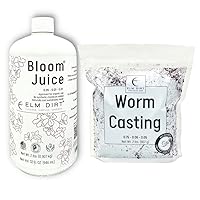 Elm Dirt 100% Organic Worm Castings & Bloom Juice for All Flowering Plants - Bloom Booster Fertilizer Earthworm Casting | Organic Plant Food for Houseplants, Vegetables, Flowers & Gardens Fertilizer