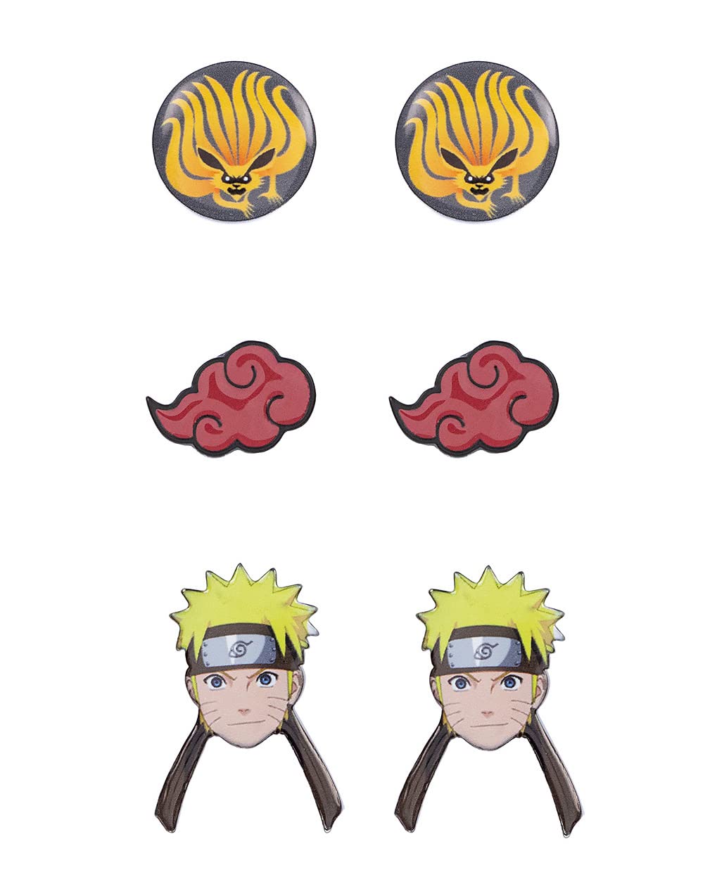 Naruto Shippuden Character And Icons 6 Pack Costume Jewelry Stud Earrings Set