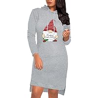 Cocktail Dress,Womens Long Sleeve Hooded Sweater Dress Print Easter Casual Loose Dress Women Ruched