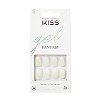 KISS Gel Fantasy, Press-On Nails, Nail glue included, Perfect Fit', Light White, Short Size, Oval Shape, Includes 28 Nails, 2g Glue, 1 Manicure Stick, 1 Mini file