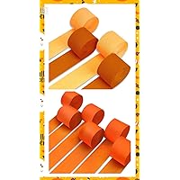 PartyWoo Orange Crepe Paper Streamers 4 Rolls and Orange Crepe Paper Streamers 6 Rolls