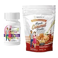 BariatricPal 30-Day Bariatric Vitamin Bundle (Multivitamin ONE 1 per Day! Capsule with 60mg Iron and Calcium Citrate Soft Chews 500mg with Probiotics - French Caramel Vanilla)