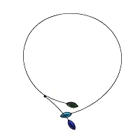 Kristina Collection Open Loop Leaves Choker Necklace, Czech Glass on Memory Wire