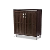 Baxton Studio Excel 35.1-inch High 2-Shelf Storage Cabinet, Dark Brown (119-6498-HiT)