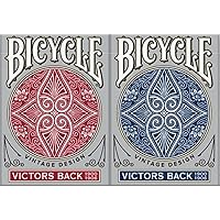 Bicycle Victors Back Vintage Design Playing Cards 2 Deck Set 1 Red & 1 Blue