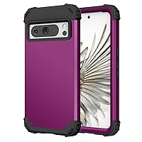 YEXIONGYAN-Phone Case for Google Pixel 8 Pro/Pixel 8 Hard Cover Shockproof Soft Silicone Bumper PC+TPU Heavy Duty Rugged Protective Shell (8,Purple)