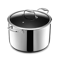 HexClad Hybrid Nonstick 10-Quart Stockpot with Tempered Glass Lid, Dishwasher Safe, Induction Ready, Compatible with All Cooktops