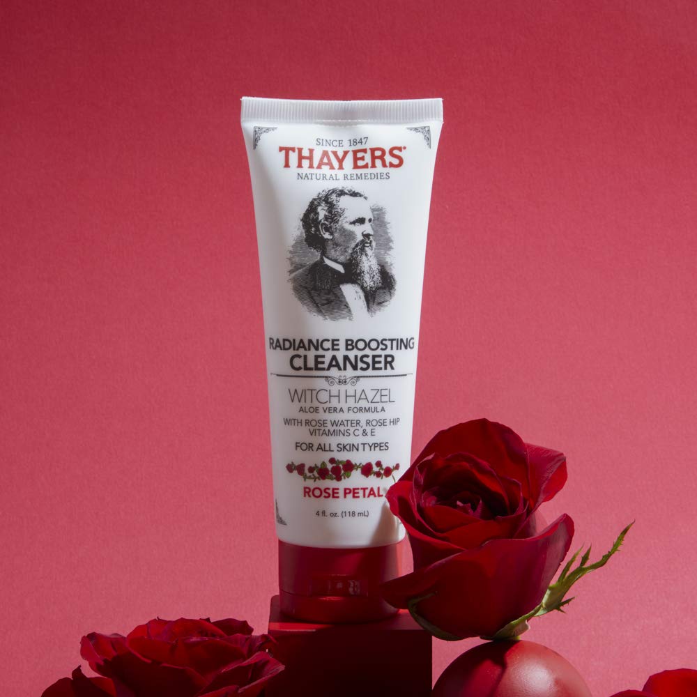 THAYERS Rose Petal Radiance Boosting Cleanser with Vitamin C and Vitamin E, 4 Ounces
