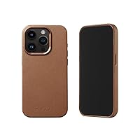 Mujjo Leather Phone Case - Fits iPhone 15 Pro - MagSafe Compatible - Premium European Leather - Enhanced Phone & Camera Lens Protection - Crafted with Recycled Materials - Slim Profile - Dark Tan