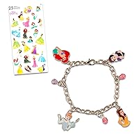 Princess Charm Bracelet for Girls - Bundle with Disney Princess Bracelet comes with Ariel, Cinderella, Belle, & Snow White Charms and More | Disney Bracelet Set