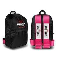W-POWER JDM Bride Recaro Racing Laptop Travel Backpack Carbon Fiber Style with Adjustable Harness Straps (Bride - Pink Strap)