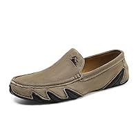 Men's Leather Slip On Casual Loafers Flat Sneakers Boat Shoes Walking Shoes