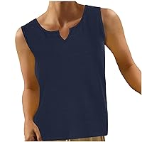Basic Summer Tank Top Women Casual V Neck Sleeveless Soft T-Shirts Loose Fit Comfy Solid Tunic Loungewear Blouses