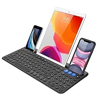 Wireless Bluetooth Keyboard for Windows, iOS, Android, Computer, Laptop, Smartphone - Multi-Functional with Built-in Cradle