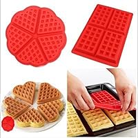 E&R 3 Pcs Silicone Waffle Mold Fondant Cake Waffle Baking Mould Muffin Chocolate Bread Bakeware Pans Kitchen Supplies Molds Silicone Tools (Rectangle)