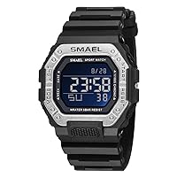 Men's Classic Sport Watch Square Digital Stopwatch Military Watches Waterproof LED Screen Electronic Wrist Watch