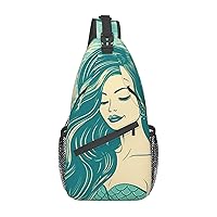 Retro Mermaid Sling Bag Lightweight Crossbody Bag Shoulder Bag Chest Bag Travel Backpack for Women Men