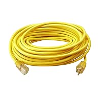 Southwire Outdoor Extension Cord, 100 Ft, 12 gauge 3 prong, Heavy Duty, SJTW Cord, Yellow, 2589