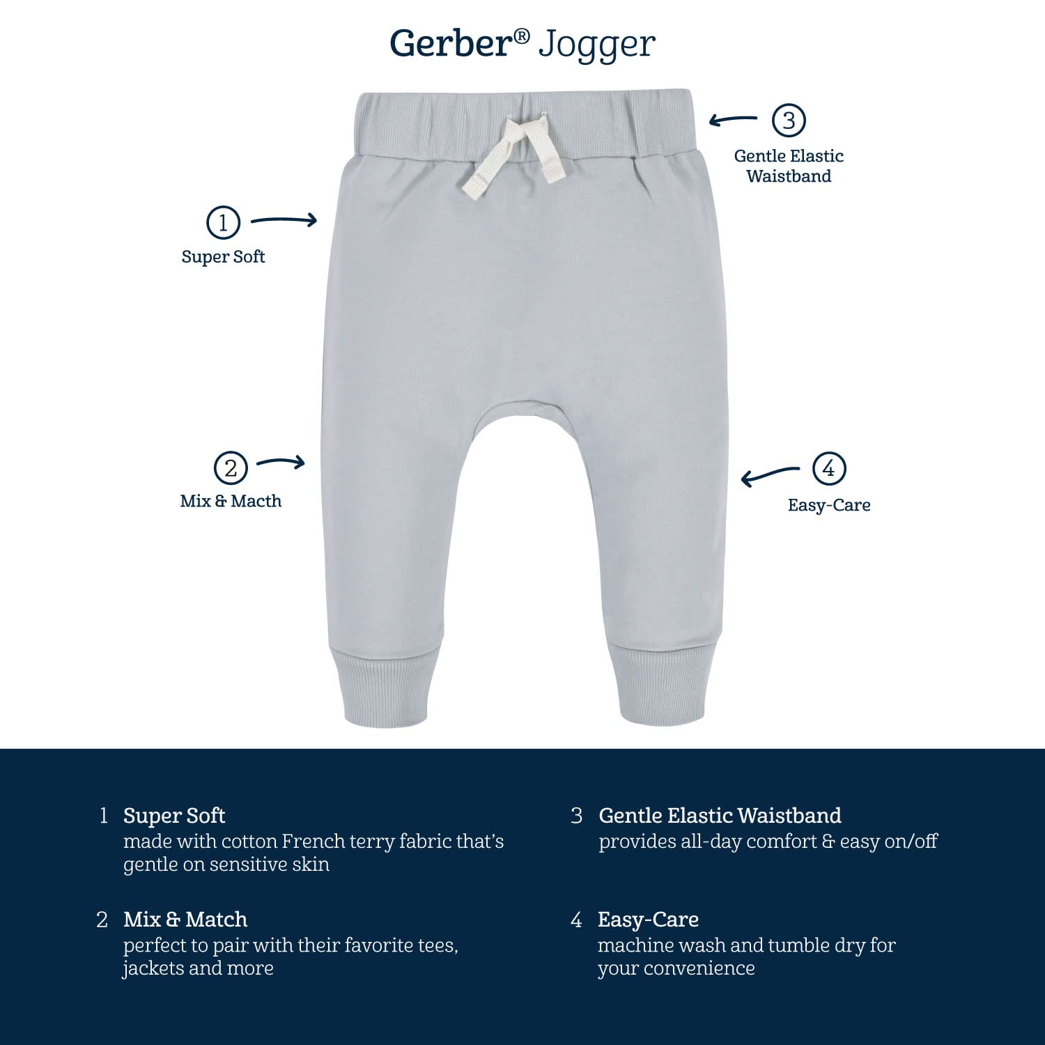Gerber Baby Boys' Toddler 3-Pack Jogger Pants
