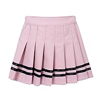 Kids Girls Striped Printed Pleated Mini Skort Skirt Students Girls Casual Sport Uniform Skirts