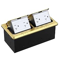 WEBANG Dual Pop-Up Floor Box Electrical Kit, 20A Tamper-Weather Resistant Duplex Receptacle Outlet, Corrosive Resistant Hardware, with Watertight Gasket, Gold
