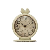 Decorative Pewter Mantel Clock with Birds, Cream