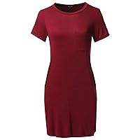 Women's Causal Short Sleeve Round Neck Loose fit Mini Dress